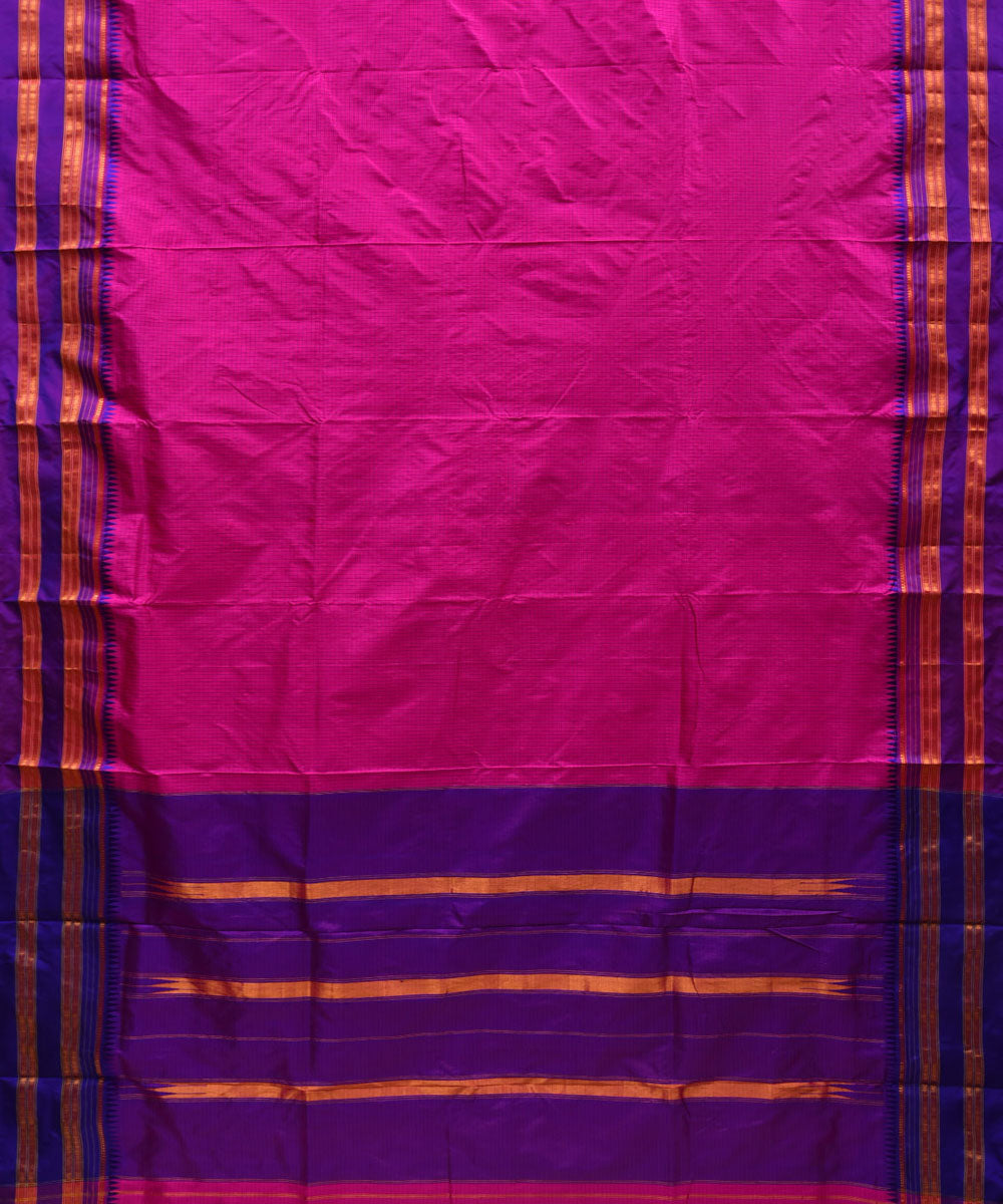 Pink purple silk handwoven narayanapet saree