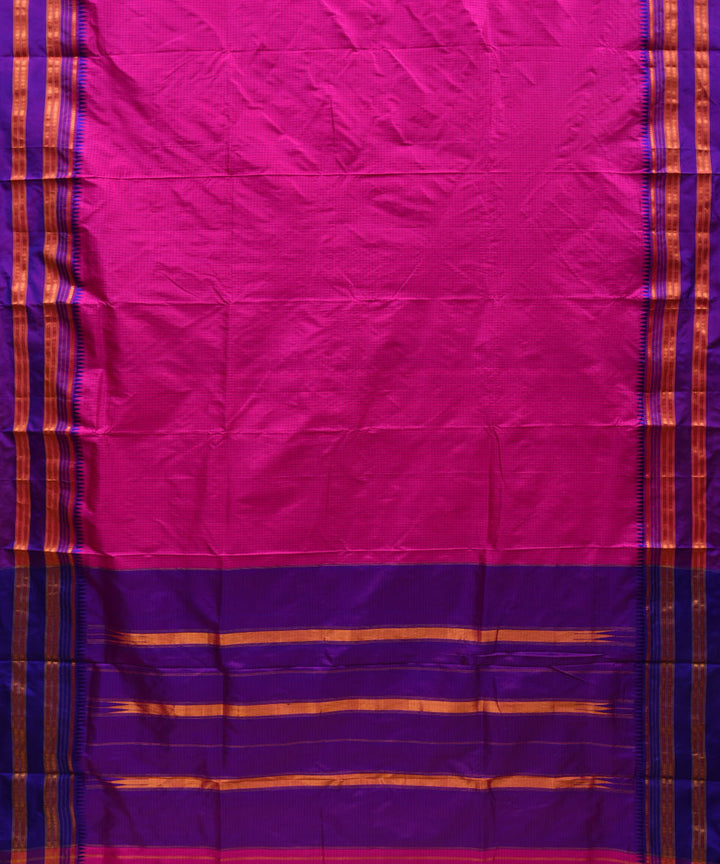 Pink purple silk handwoven narayanapet saree