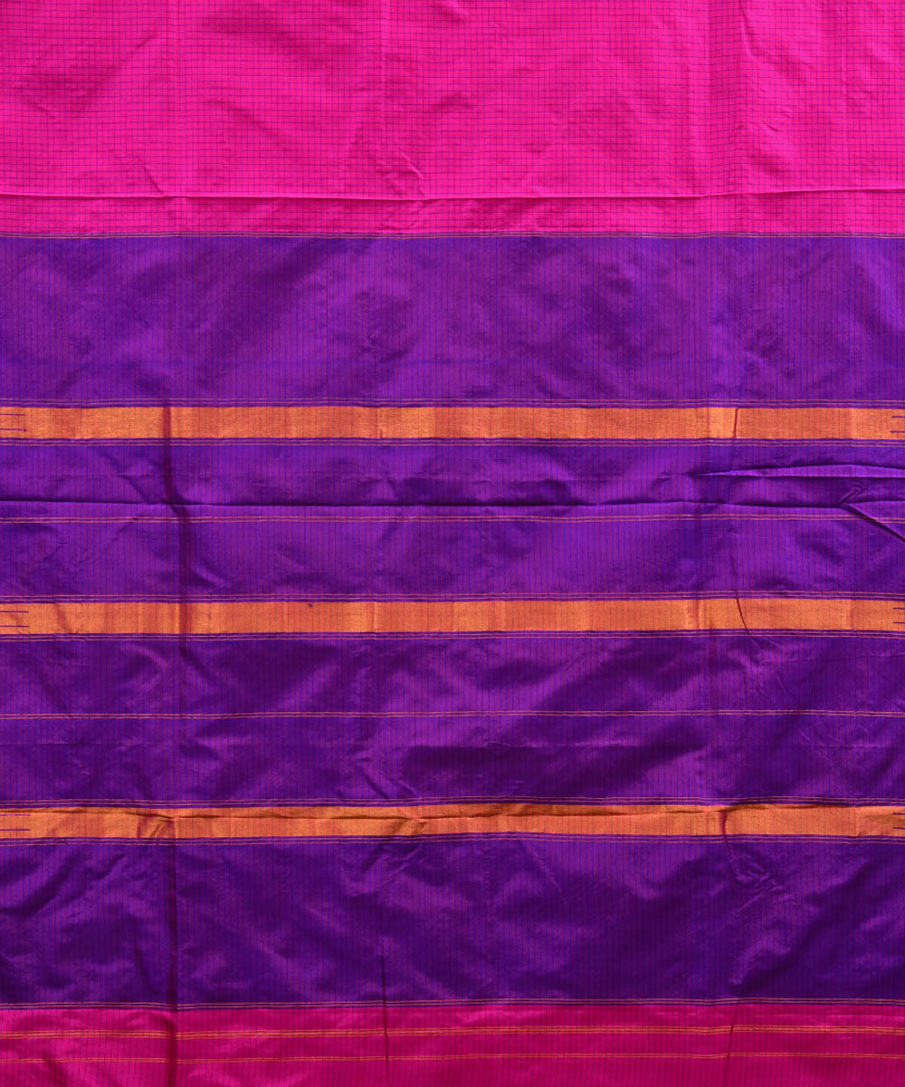 Pink purple silk handwoven narayanapet saree