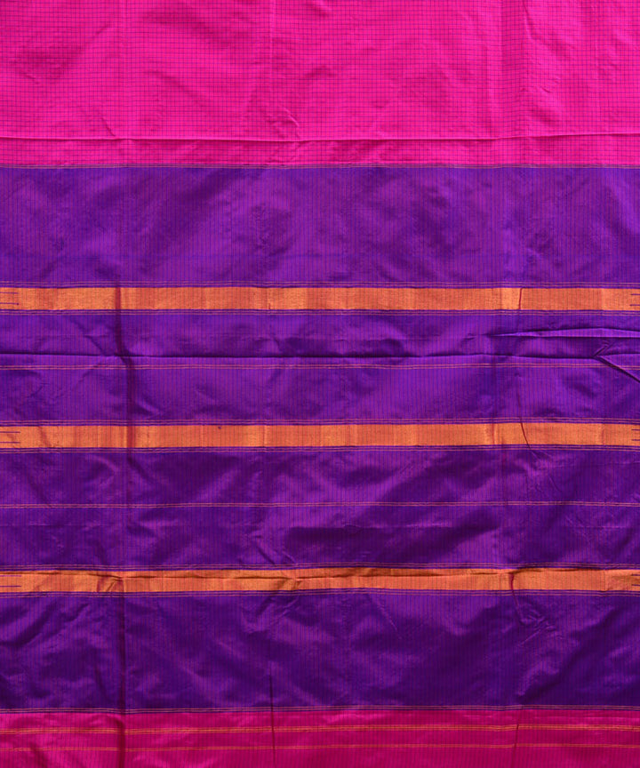 Pink purple silk handwoven narayanapet saree