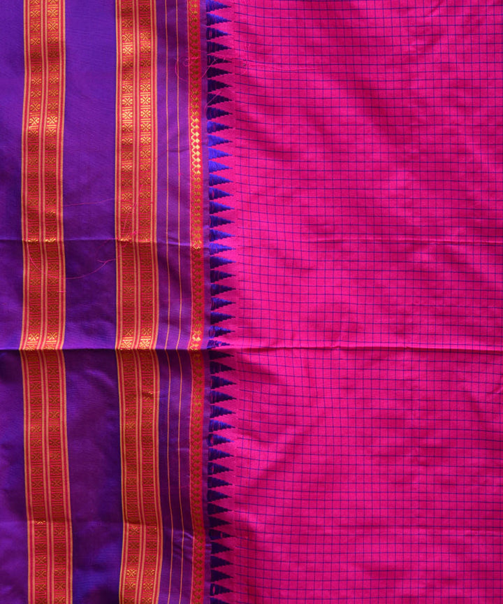 Pink purple silk handwoven narayanapet saree