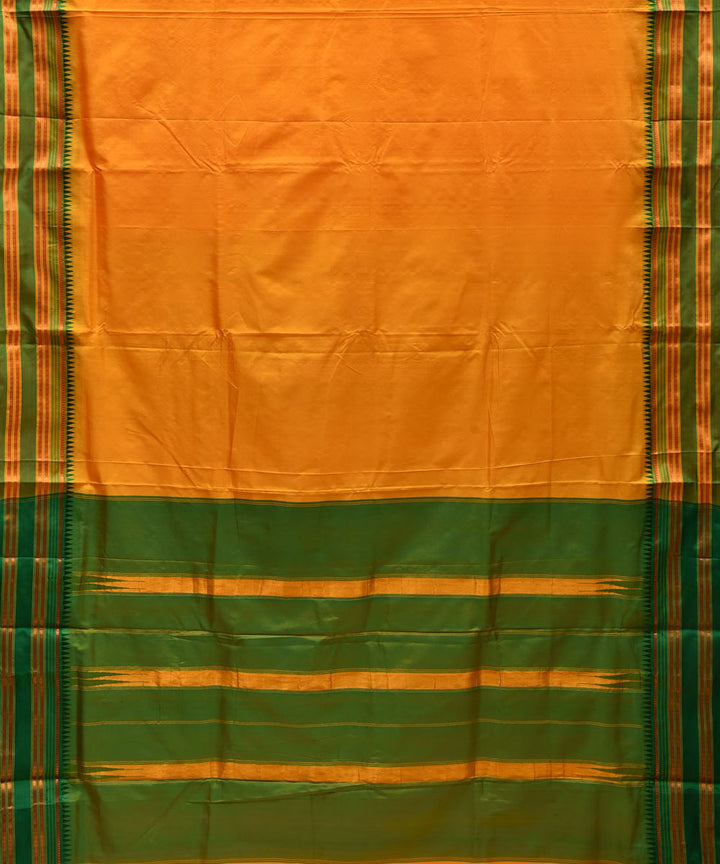 Yellow green silk handwoven narayanapet saree