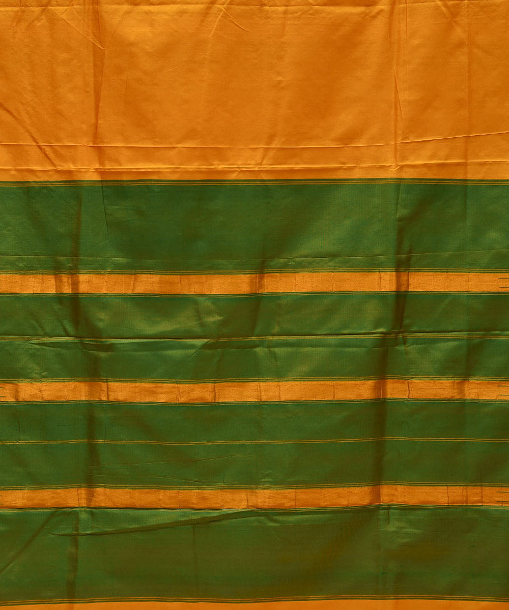 Yellow green silk handwoven narayanapet saree
