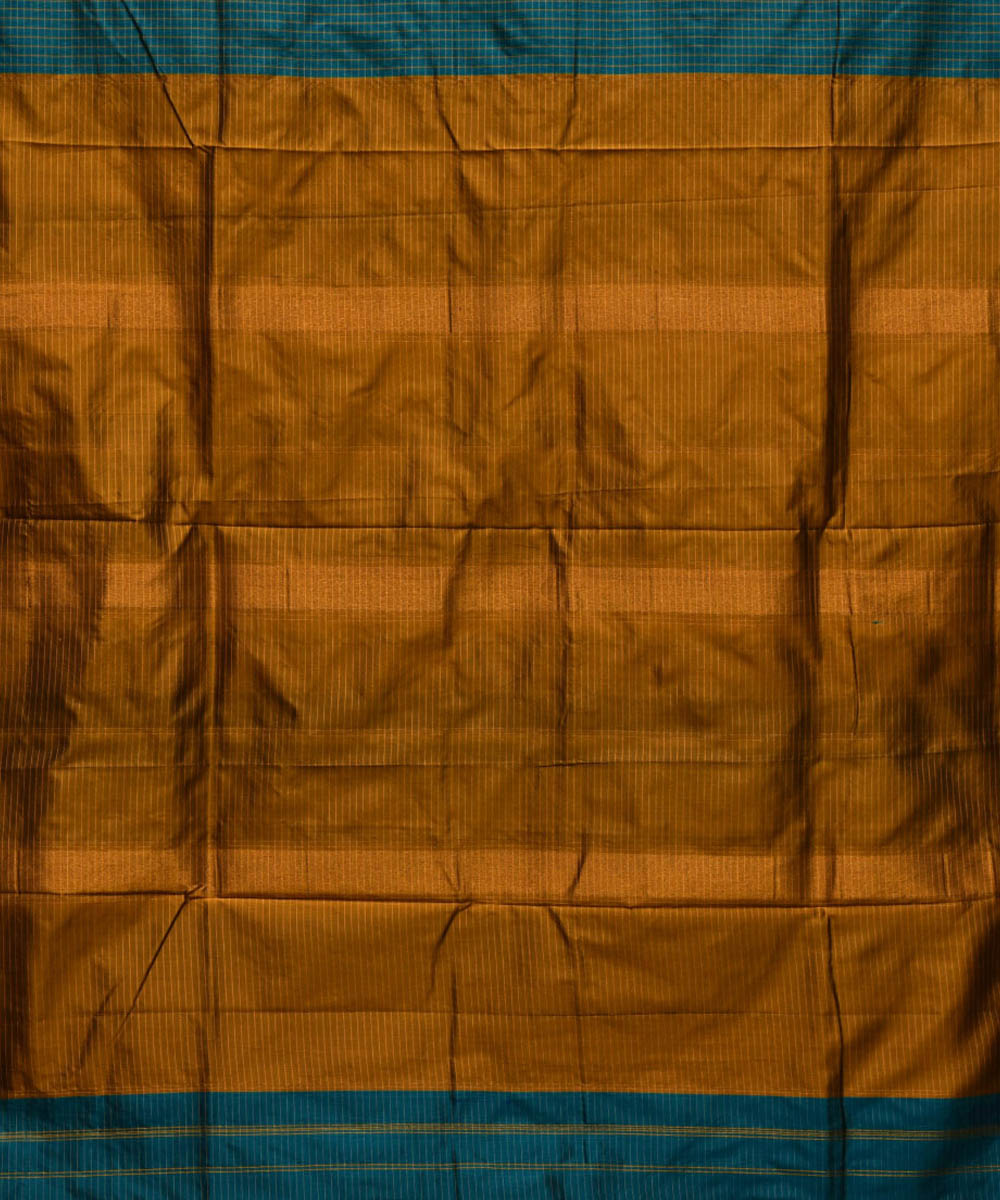 Dark green mustard silk handwoven narayanapet saree