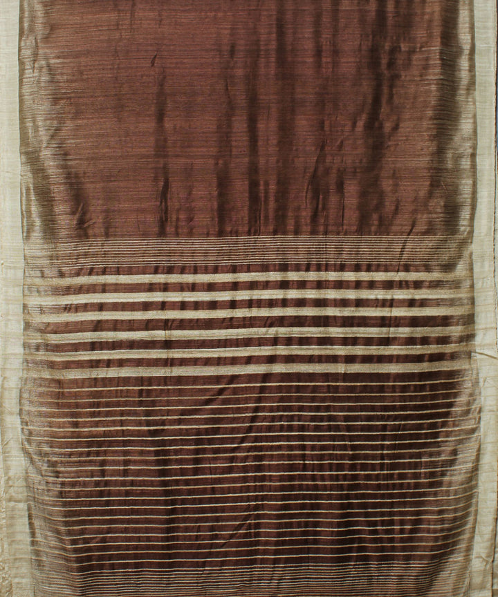 Brown beige silk handloom saree