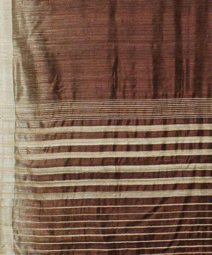Brown beige silk handloom saree