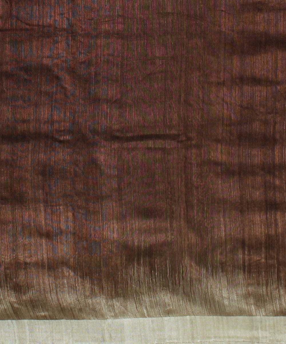 Brown beige silk handloom saree