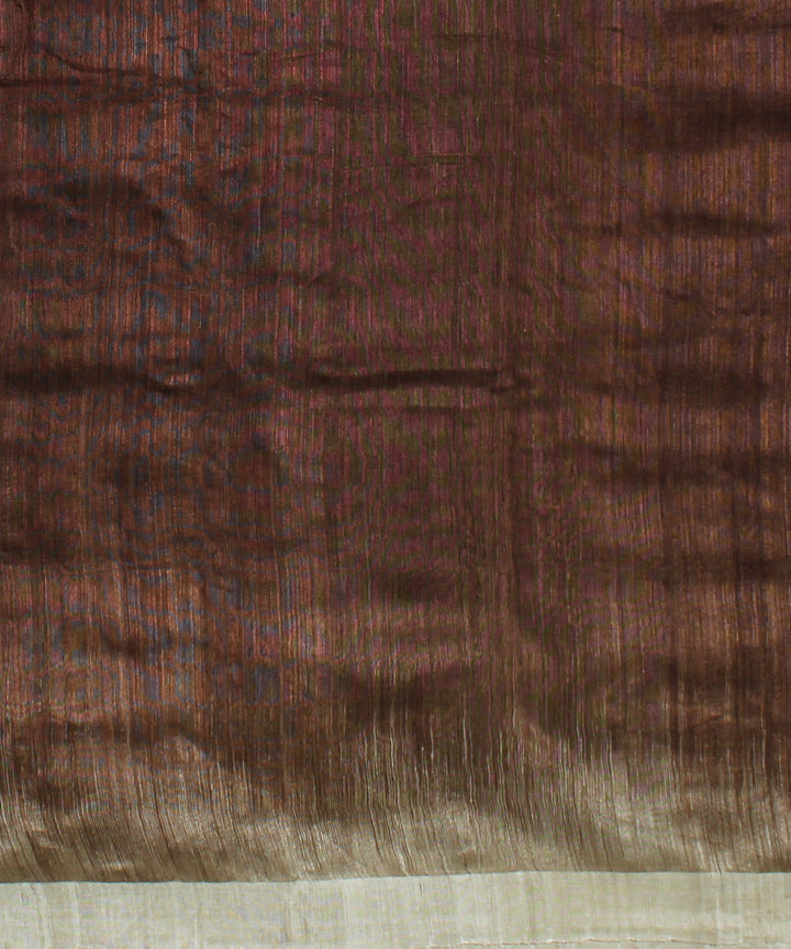 Brown beige silk handloom saree