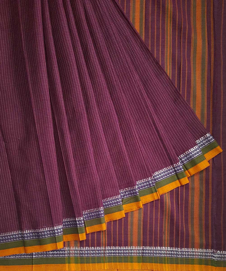 Maroon handwoven cotton narayanpet saree (9 meter)