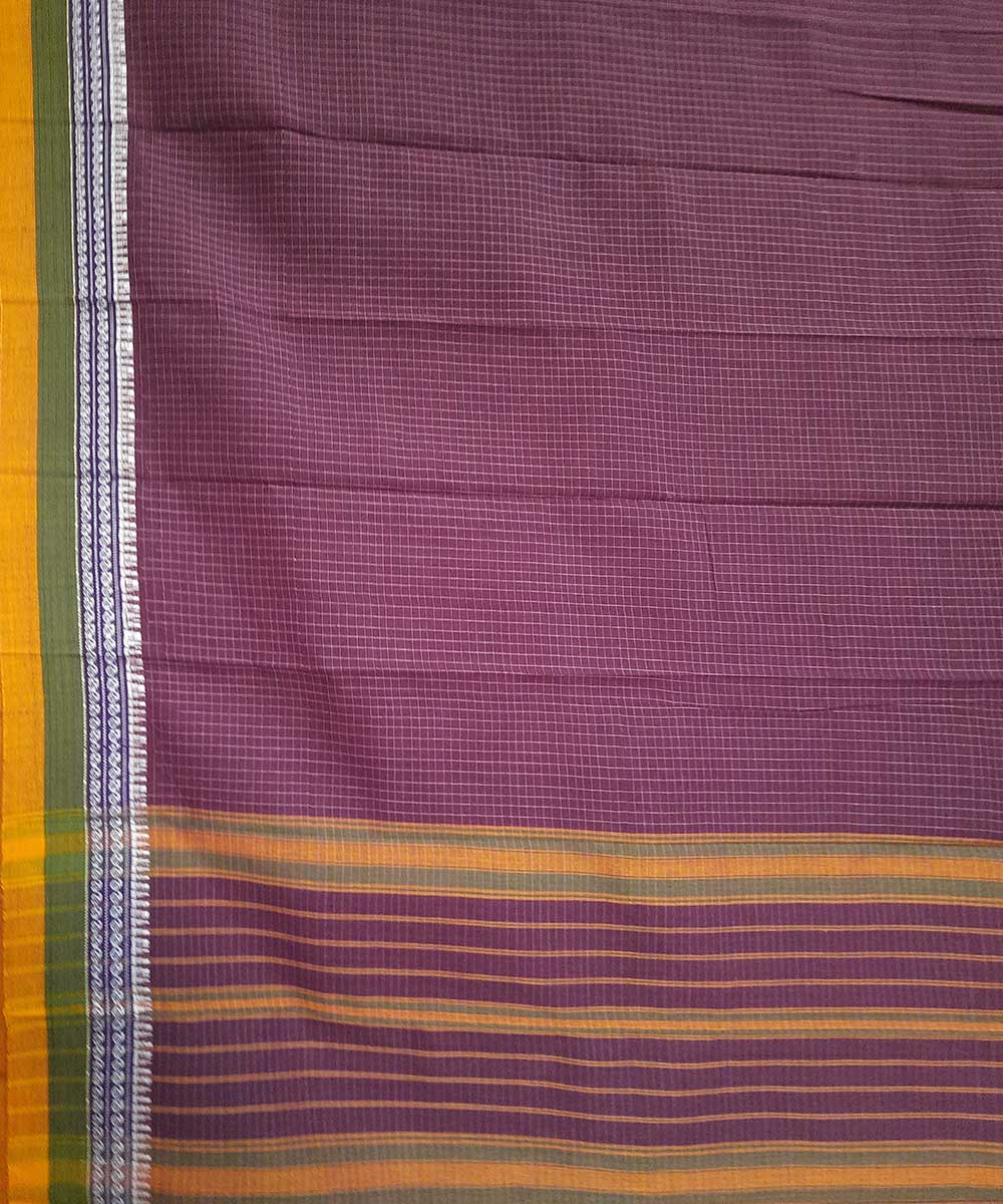 Maroon handwoven cotton narayanpet saree (9 meter)