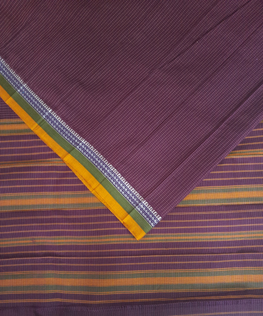 Maroon handwoven cotton narayanpet saree (9 meter)