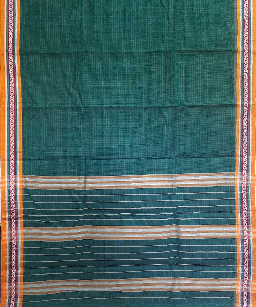 Forest green hand woven narayanpet cotton saree (9 meter)