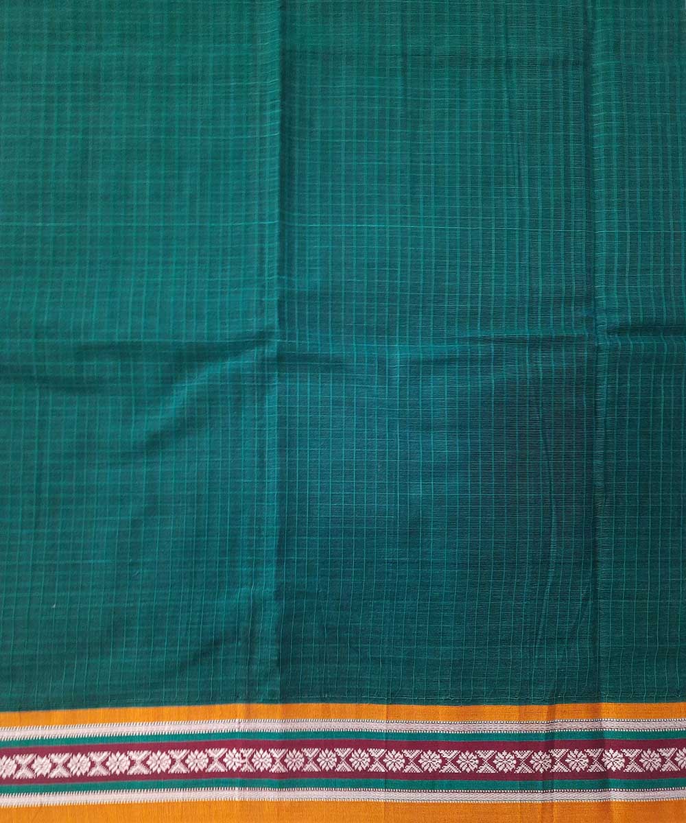 Forest green hand woven narayanpet cotton saree (9 meter)