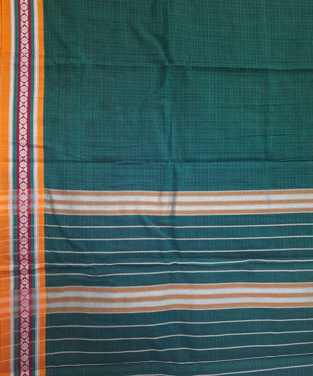 Forest green hand woven narayanpet cotton saree (9 meter)