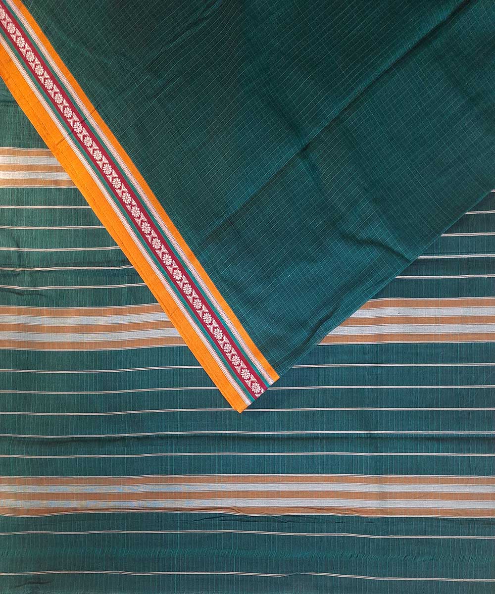 Forest green hand woven narayanpet cotton saree (9 meter)