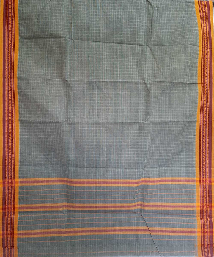 Grey handwoven narayanpet cotton saree (9 meter)