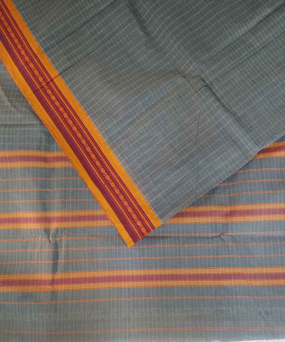 Grey handwoven narayanpet cotton saree (9 meter)