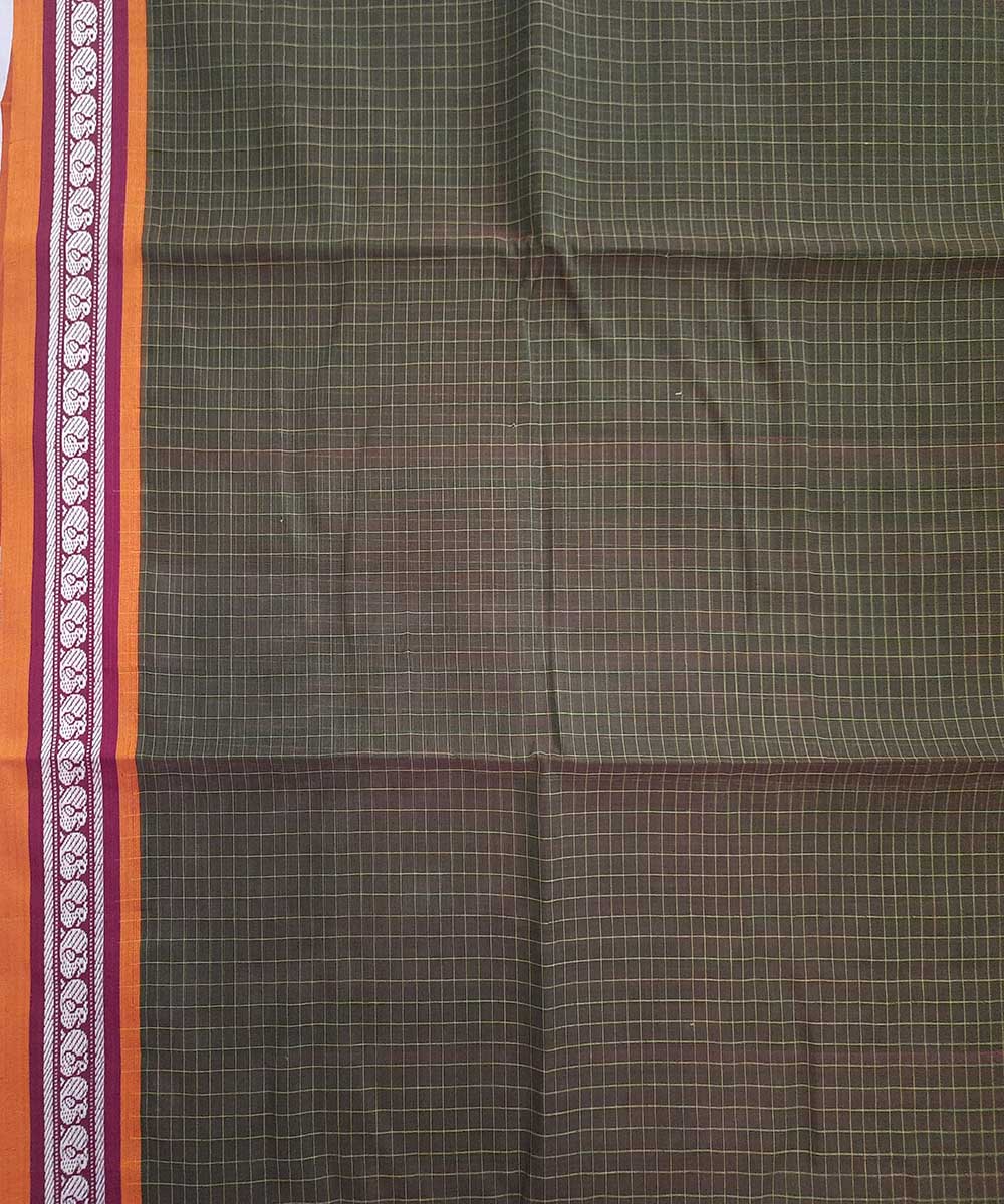 Light green hand woven narayanpet cotton saree (9 meter)