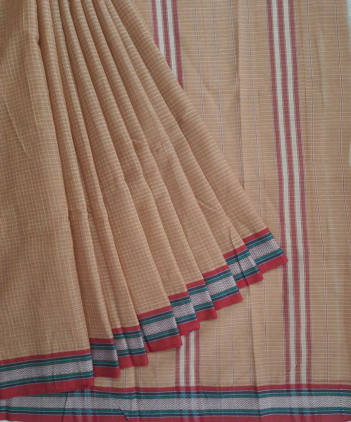 Cream handwoven narayanpet cotton saree (9 meter)