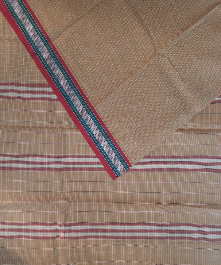 Cream handwoven narayanpet cotton saree (9 meter)