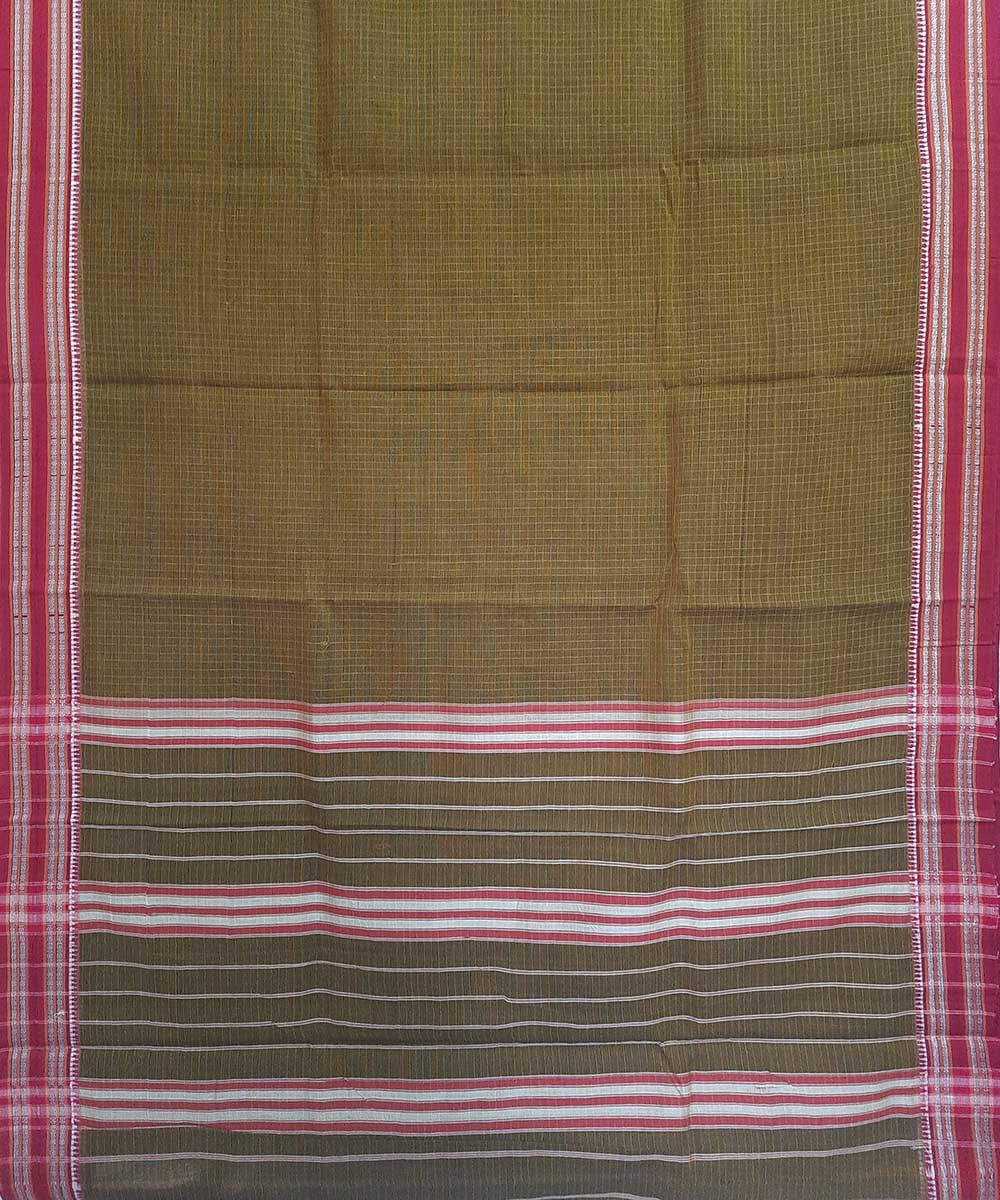 Olive green handwoven narayanpet cotton saree (9 meter)