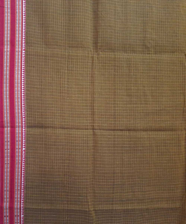 Olive green handwoven narayanpet cotton saree (9 meter)