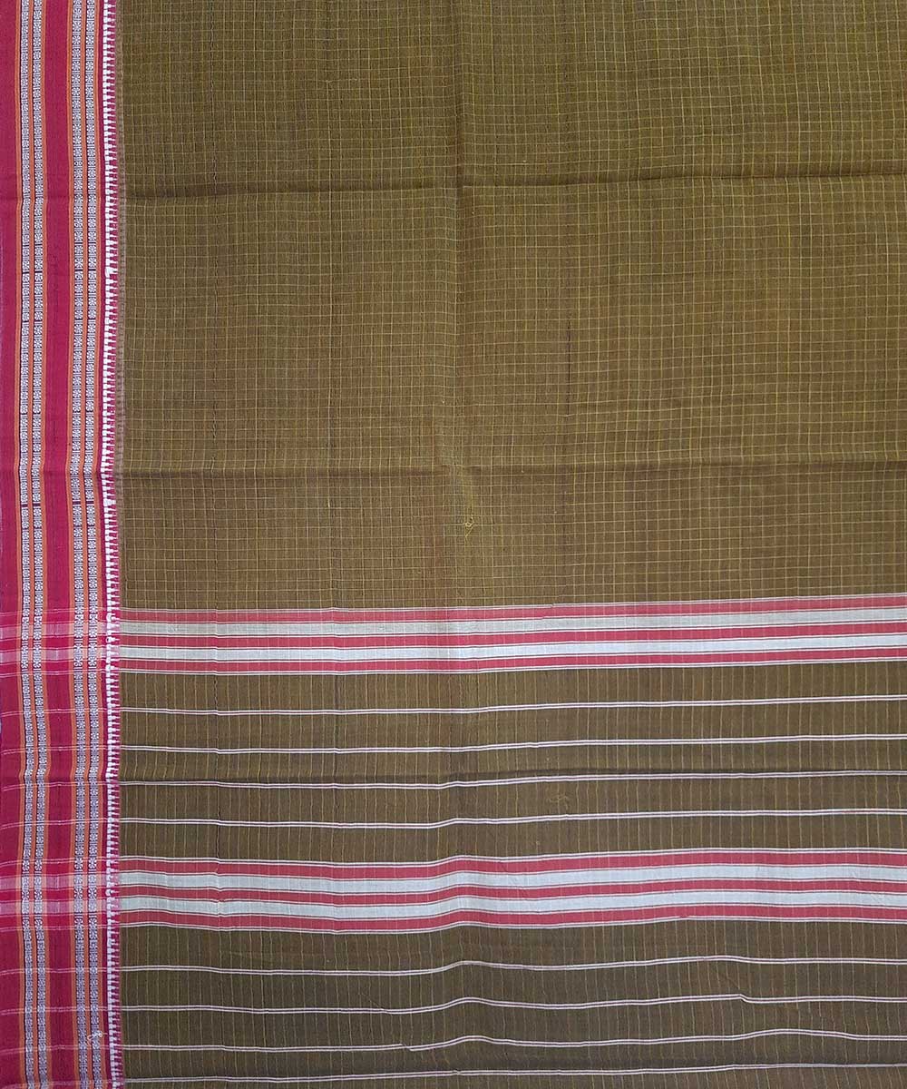 Olive green handwoven narayanpet cotton saree (9 meter)