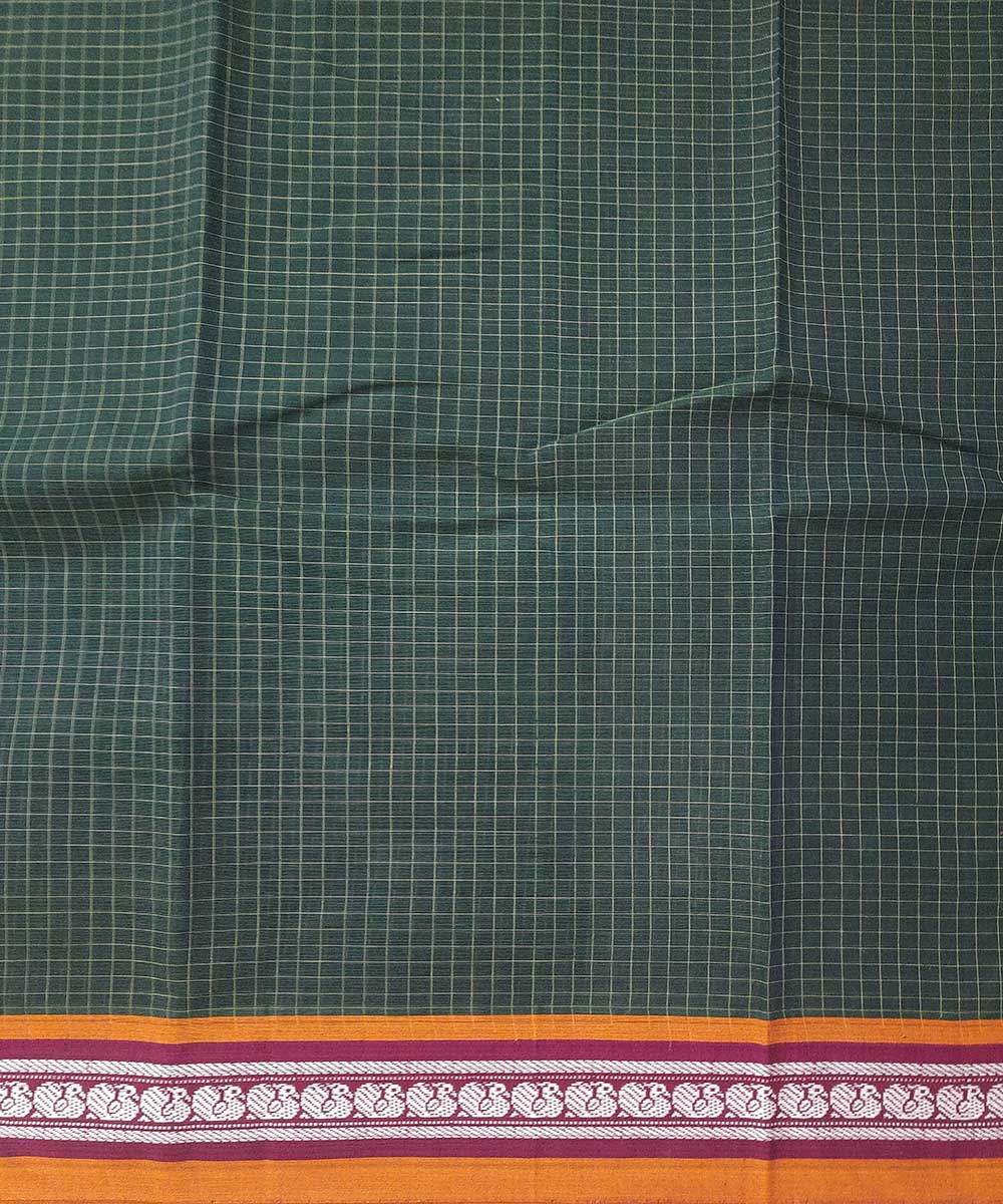 Dark green handwoven narayanpet cotton saree (9 meter)