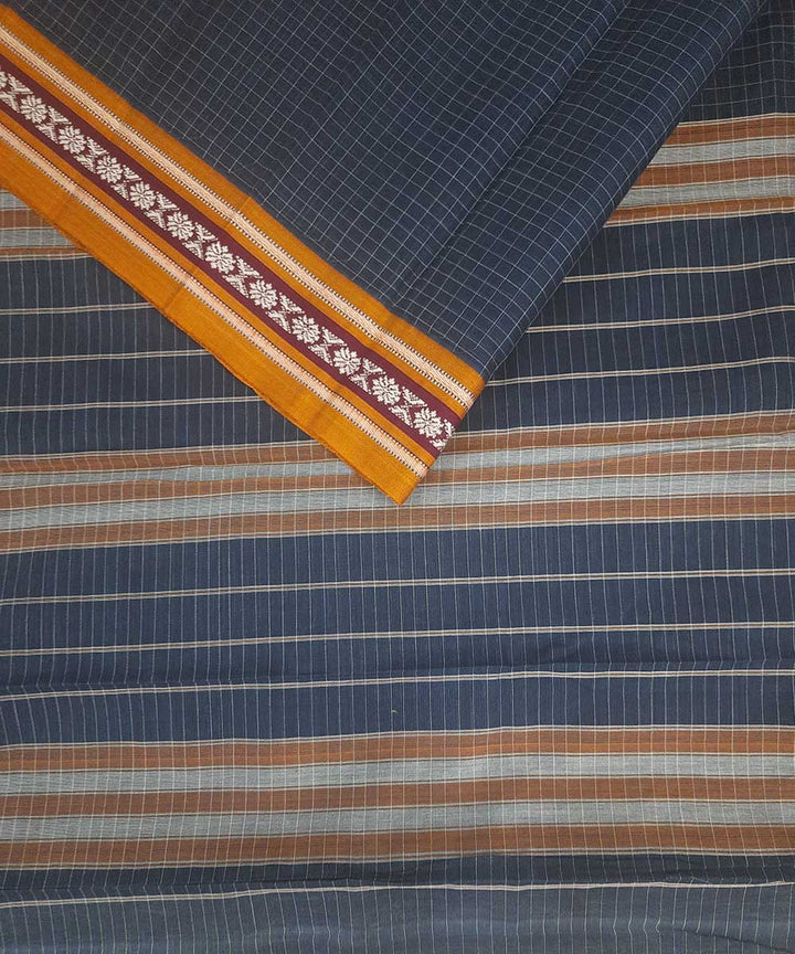 Navy blue handwoven narayanpet cotton saree