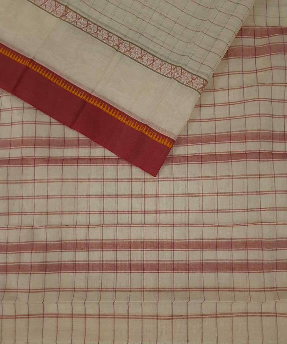 Light cream handwoven narayanpet cotton saree