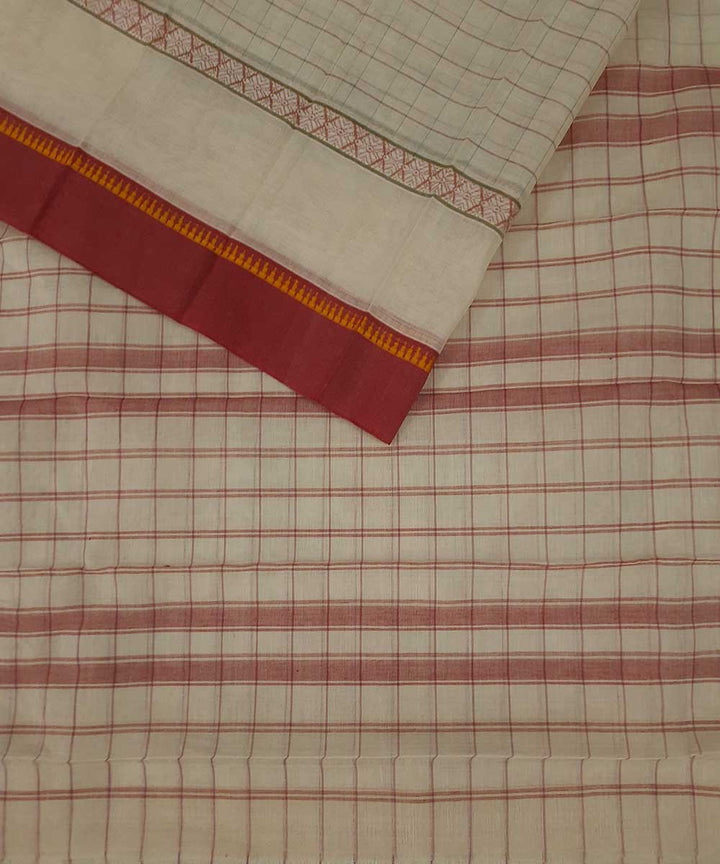 Light cream handwoven narayanpet cotton saree