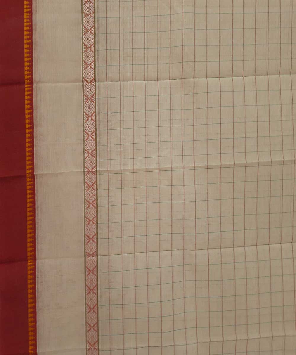 Light cream handwoven narayanpet cotton saree