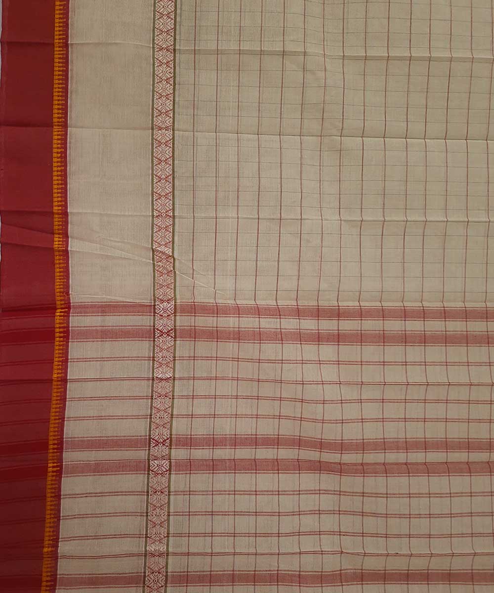 Light cream handwoven narayanpet cotton saree