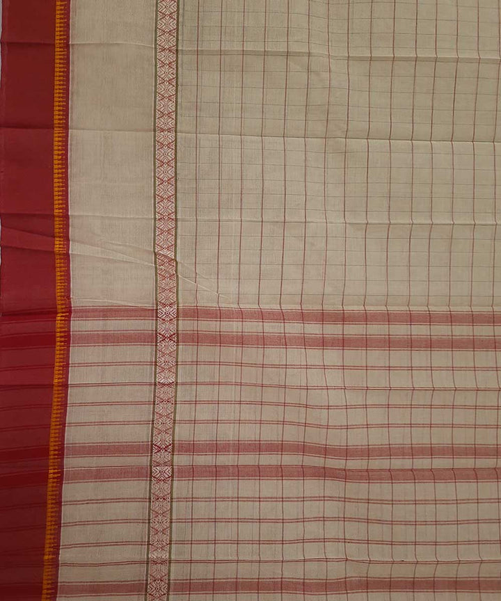 Light cream handwoven narayanpet cotton saree