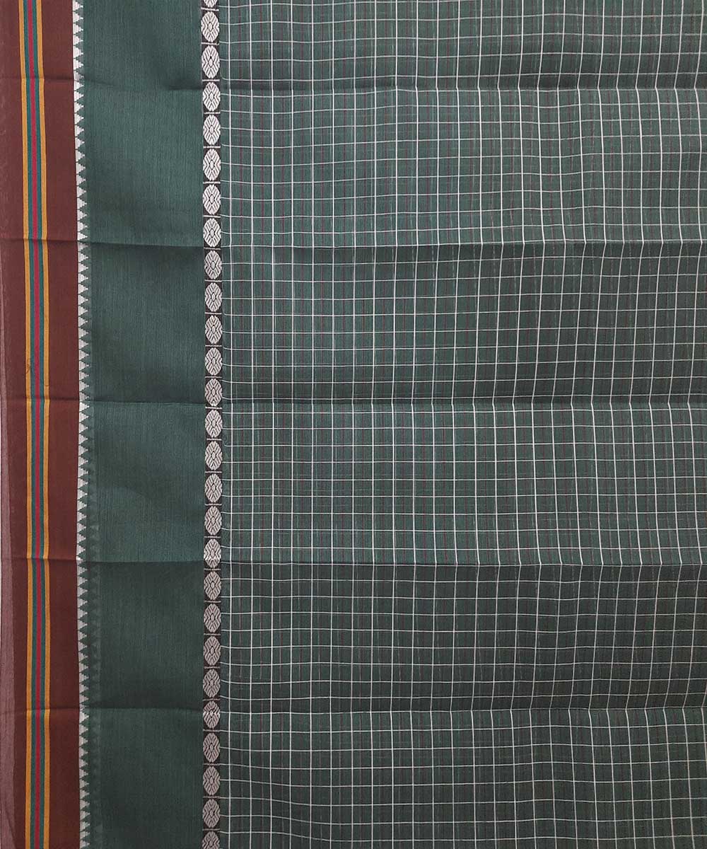 Cyan green handwovne narayanpet cotton saree