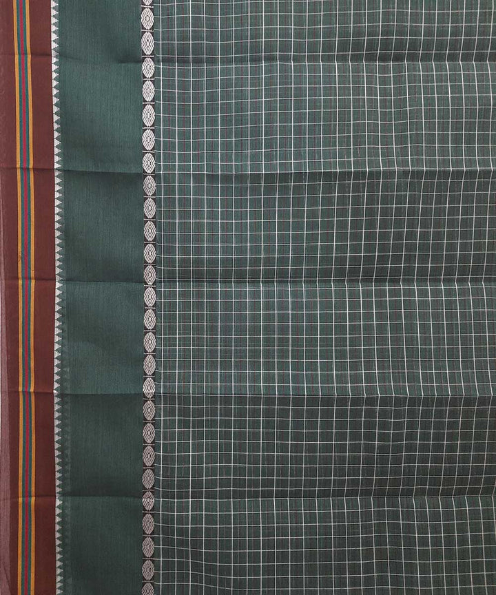 Cyan green handwovne narayanpet cotton saree