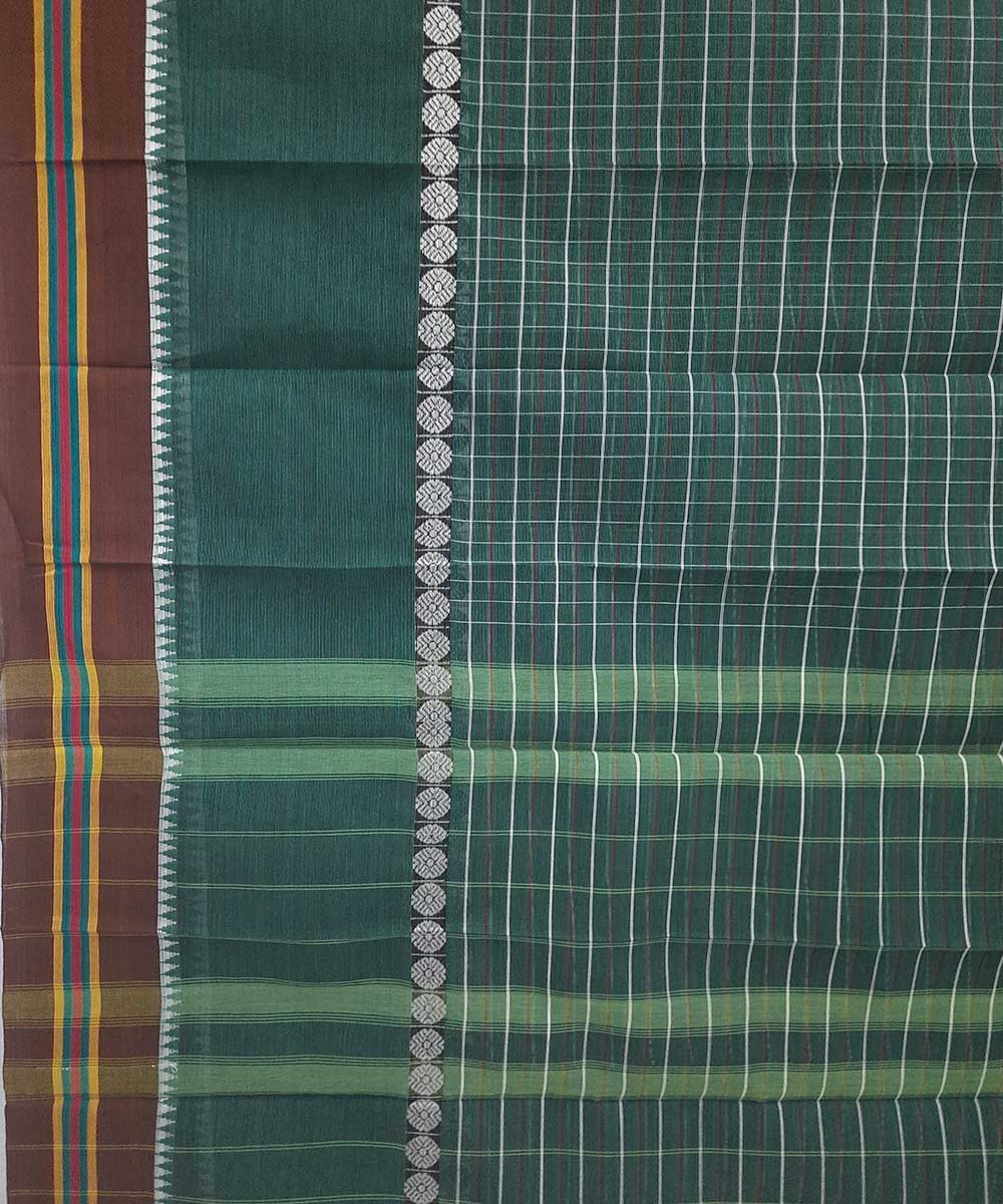 Cyan green handwovne narayanpet cotton saree