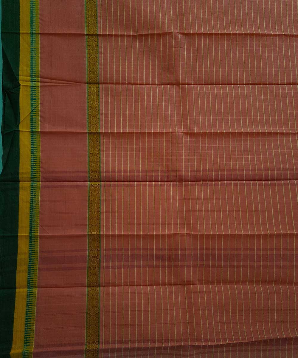 Teal green handwoven narayanpet cotton saree