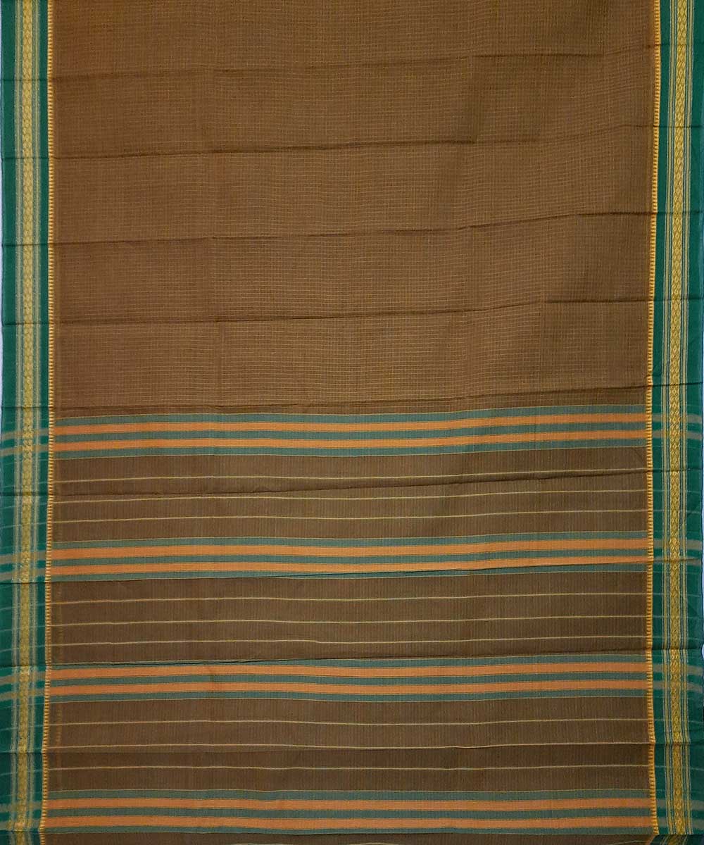 Brown handwoven narayanpet cotton saree