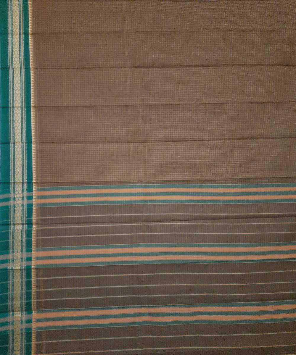 Brown handwoven narayanpet cotton saree