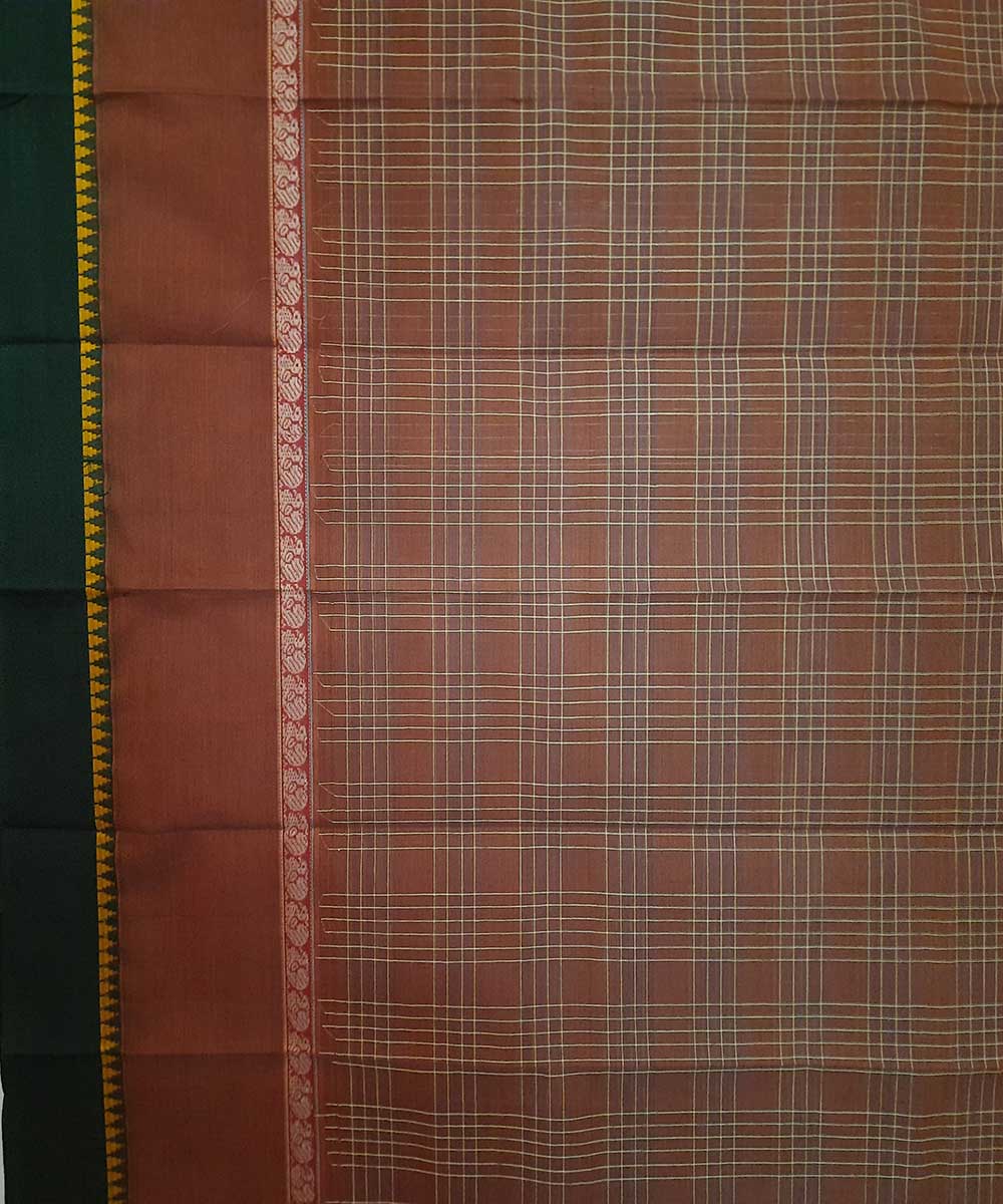 Brown handloom narayanpet cotton saree