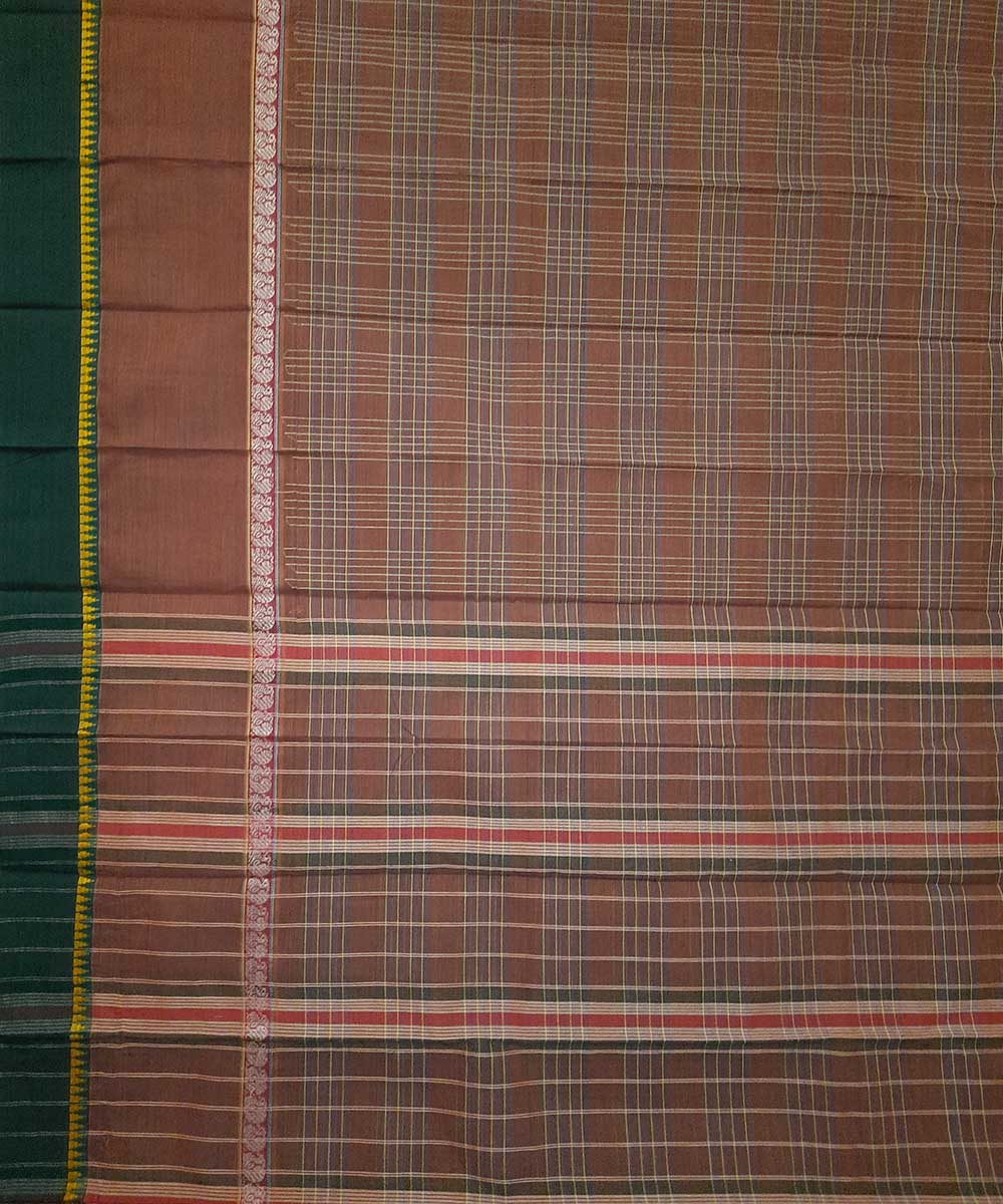 Brown handloom narayanpet cotton saree