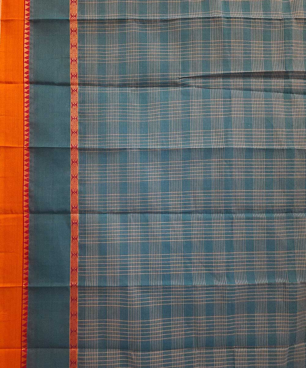 Sky blue handloom narayanpet cotton saree