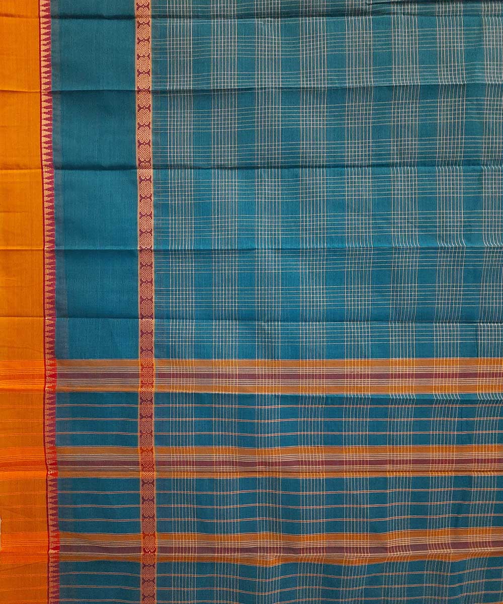 Sky blue handloom narayanpet cotton saree