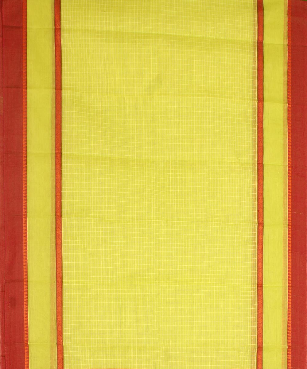 Lime green and maroon cotton handwoven narayanapet saree