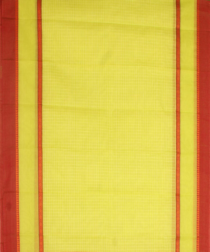 Lime green and maroon cotton handwoven narayanapet saree