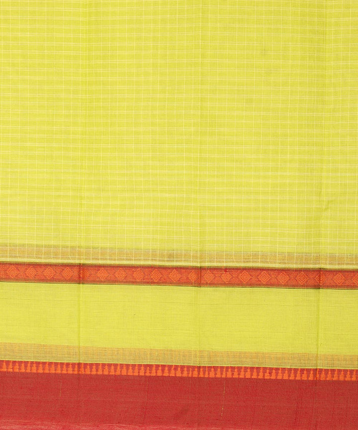Lime green and maroon cotton handwoven narayanapet saree