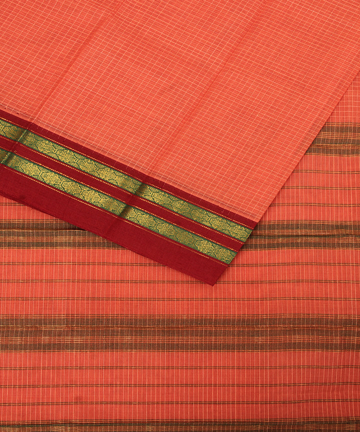 Pink maroon cotton handwoven narayanapet saree