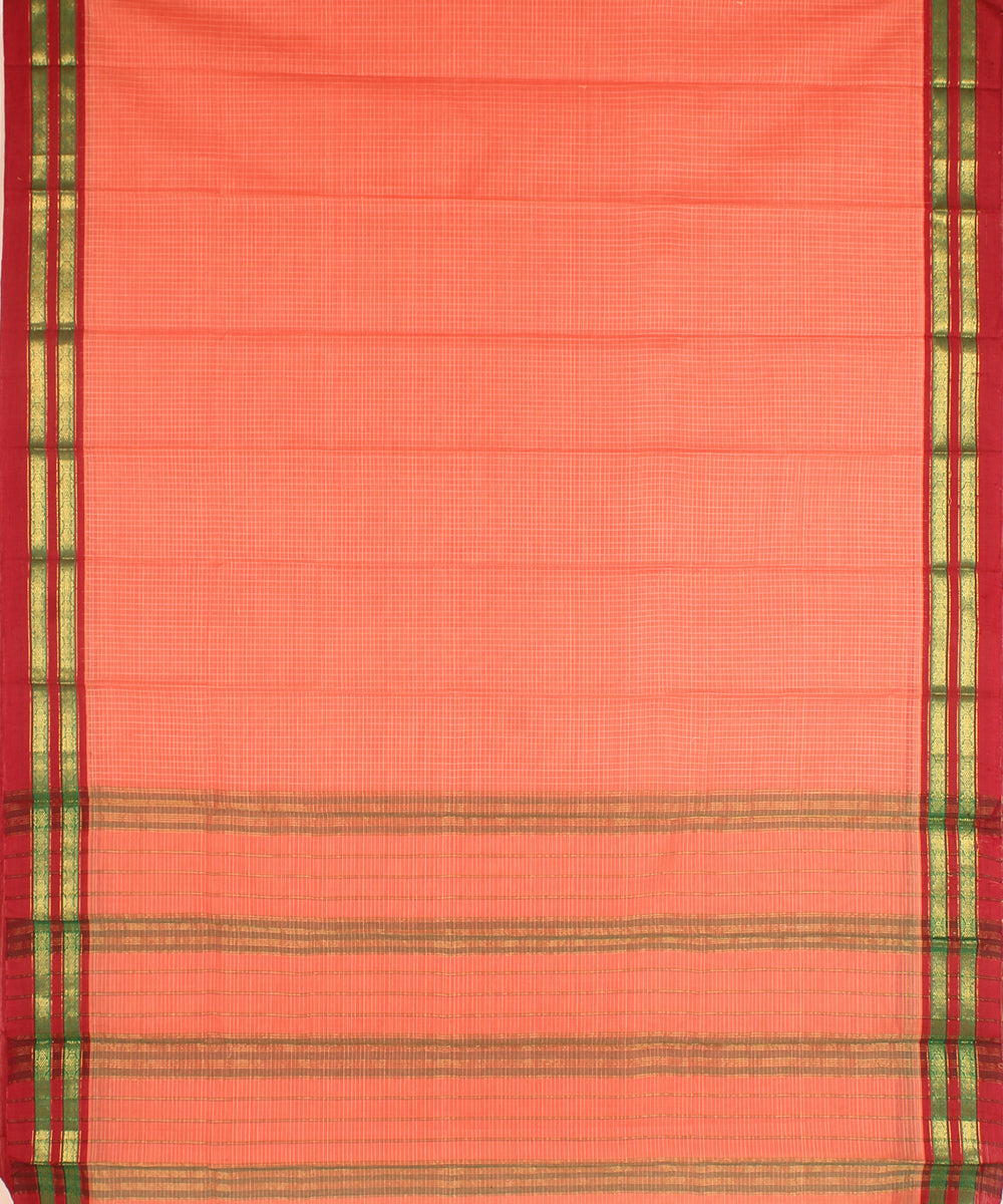 Pink maroon cotton handwoven narayanapet saree