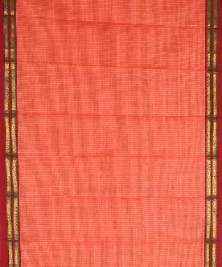 Pink maroon cotton handwoven narayanapet saree